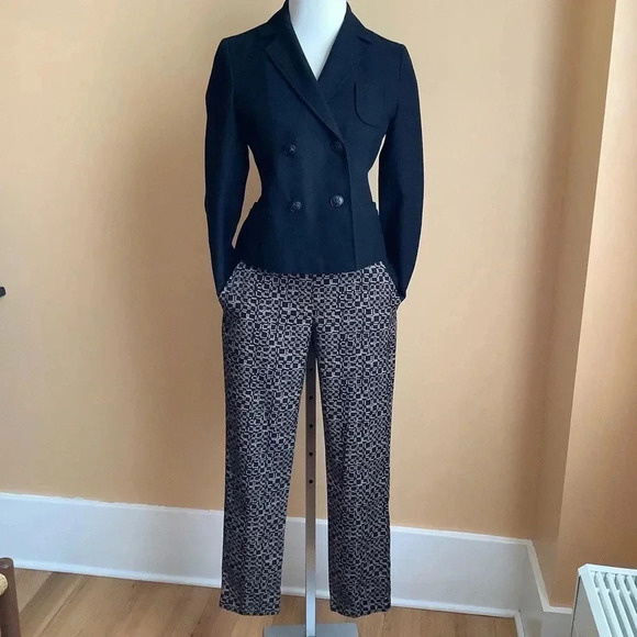 SANDRO Black/Tan Silky Straight Leg Trousers Size 6 - Picture 2 of 11